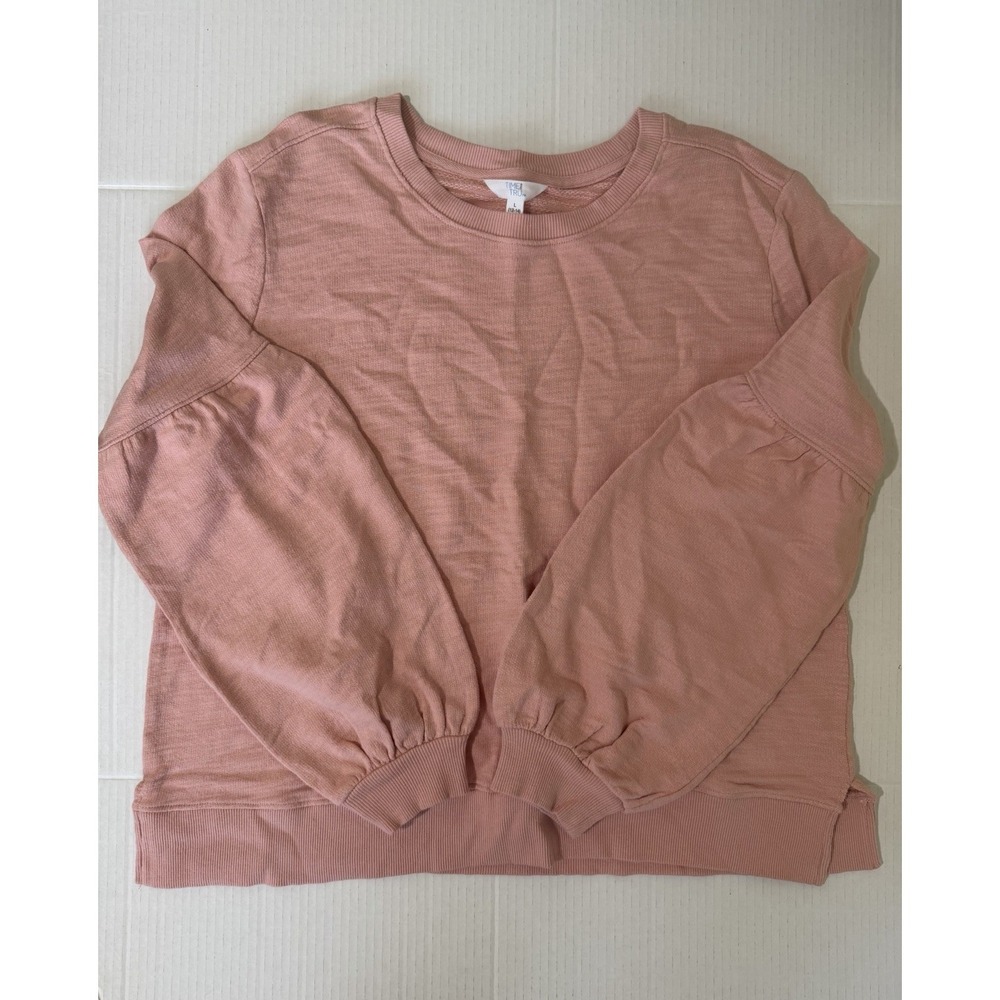 Time And Tru Women's Pink Balloon Sleeve Sweatshirt Size Large (12-14) NWT